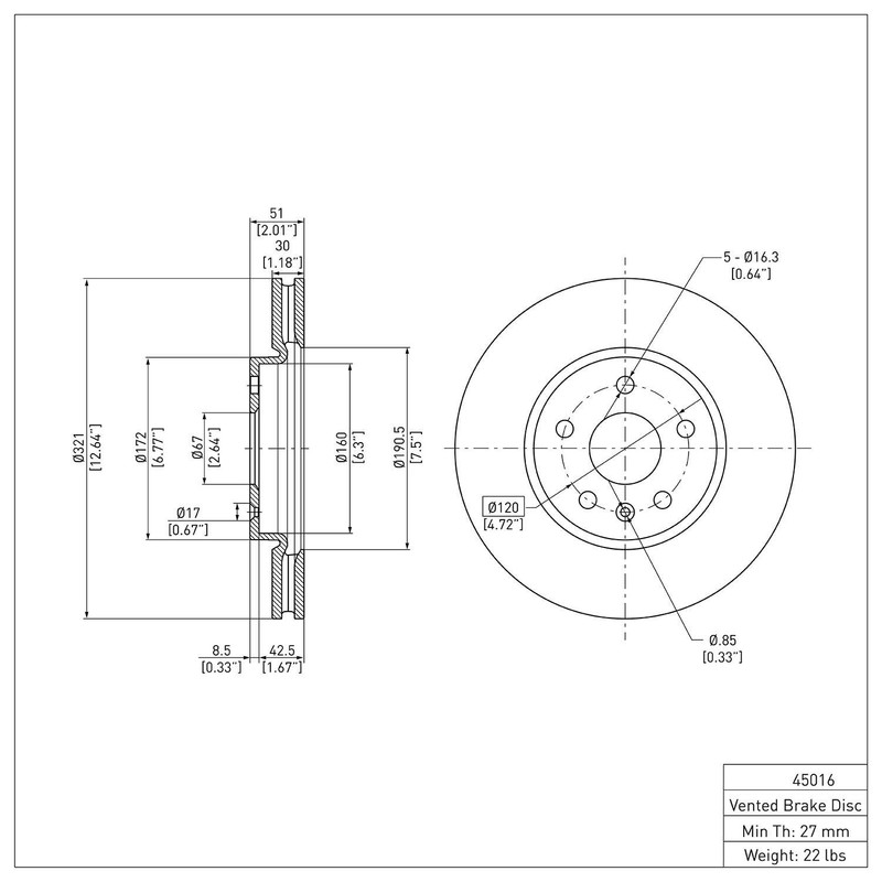 Dynamic Friction 604-45016 DFC GEOSPEC Coated Rotor - Blank gallery
