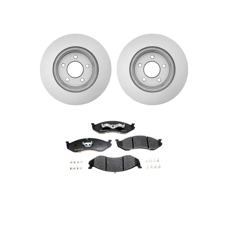 Front Kit Coated Brake Rotors + Ceramic Pads & Hardware For 1990 Jeep Wagoneer gallery