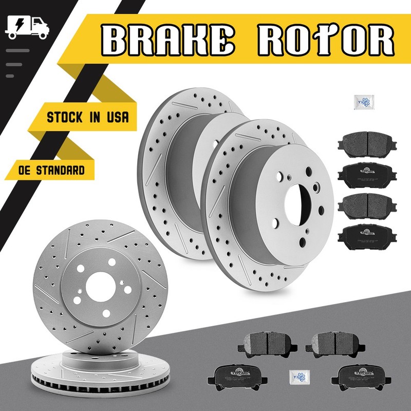 296mm Front 269mm Rear Disc Rotors Ceramic Brake Pads For 2002-2004 Toyota Camry