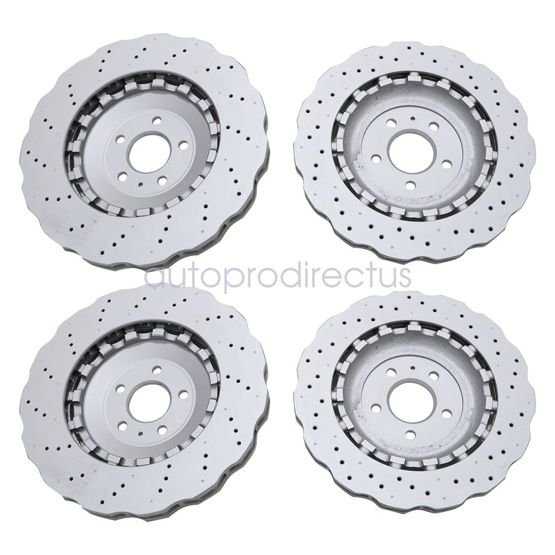 Front & Rear Vented Drilled Dimpled Disc Brake Rotors Fits For RS7 2014-2016 gallery