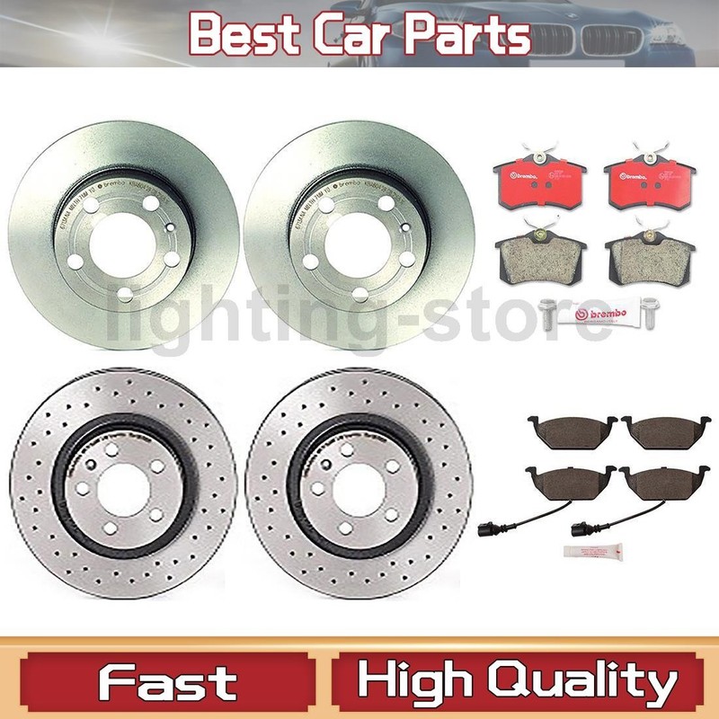 Front+Rear Brake Pads and Disc Rotors full set Fits 2000 Volkswagen Beetle Golf