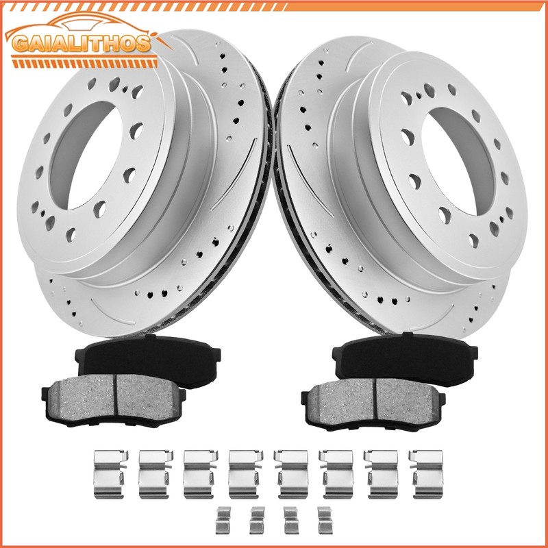Rear Drilled Rotors Ceramic Brake Pad for Toyota Sequoia 4Runner Lexus GX470