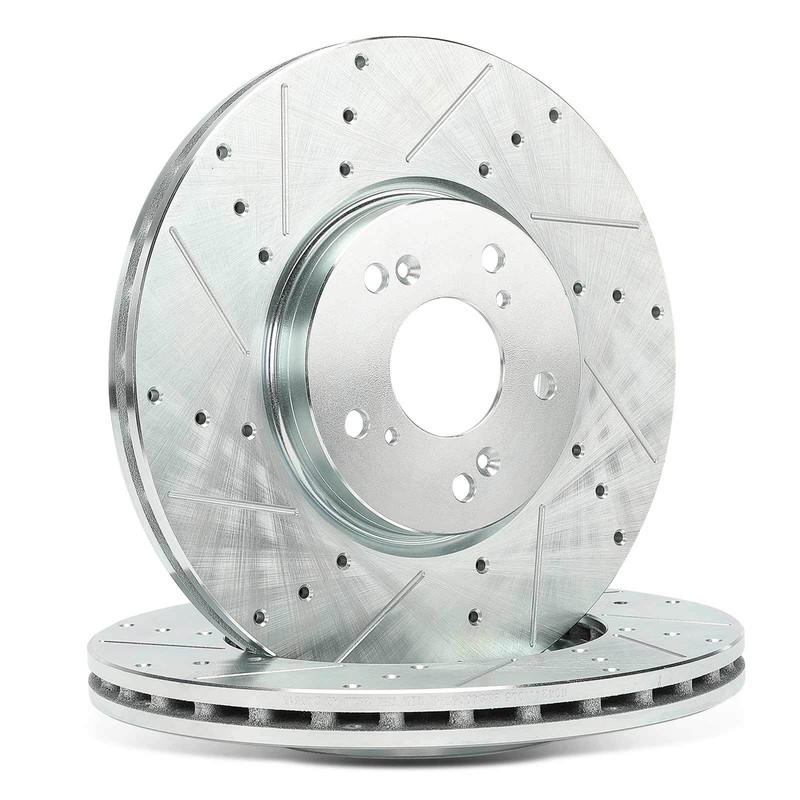 2x Front Side Driver & Passenger Side Drilled Brake Rotors for Acura TL 04-08 gallery