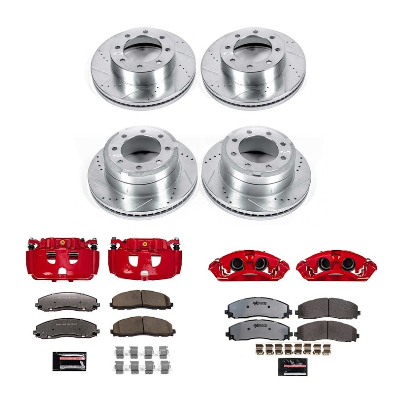 Powerstop Front Rear Discs & Calipers & Pads Kit for F-250 F-350 Super Duty 4WD