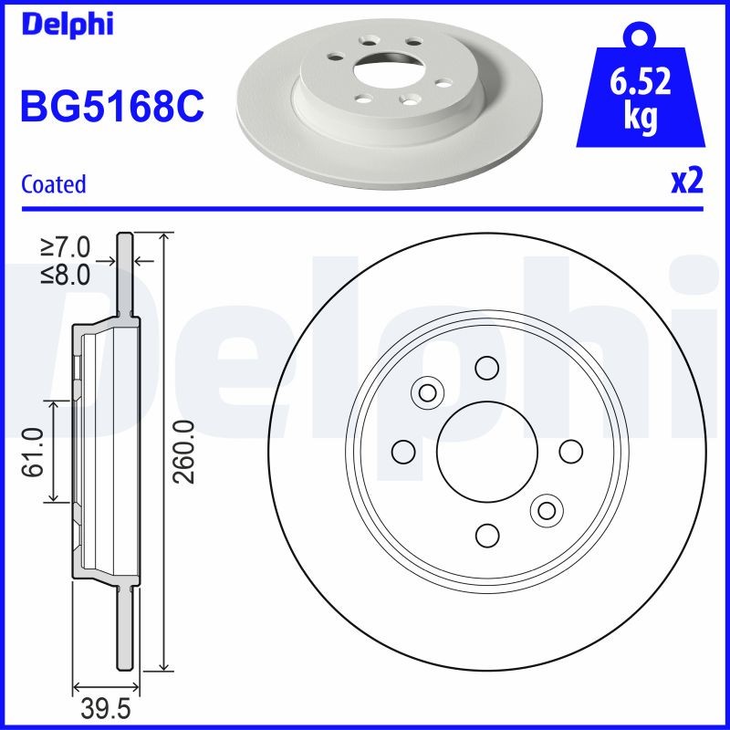 Delphi BG5168C Brake Disc for Renault