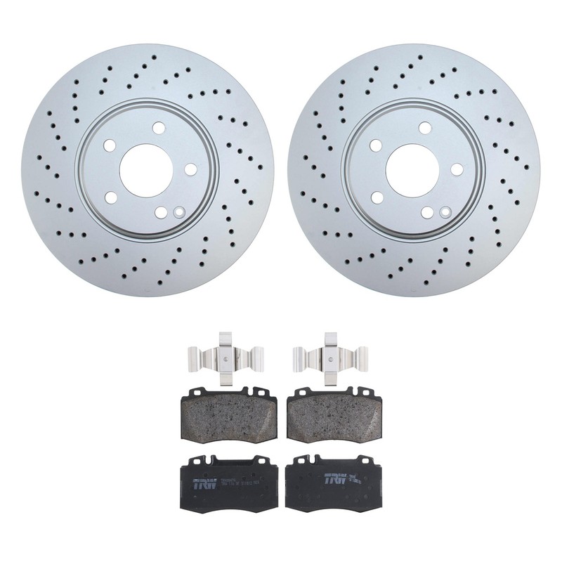 Hella Front Rotors TRW Pro Low-Met Disc Brake Pad Kit For W211 E550 4Matic 07-09