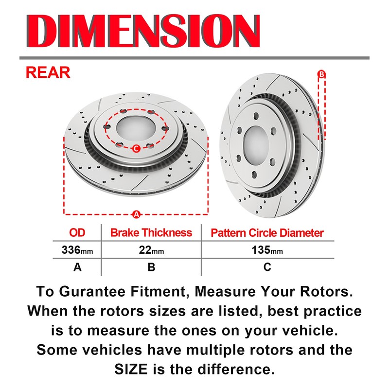 Rear Drilled Brake Rotors Discs Brakes Ceramic Pads Kit Fit 2015-2017 Ford F-150 gallery
