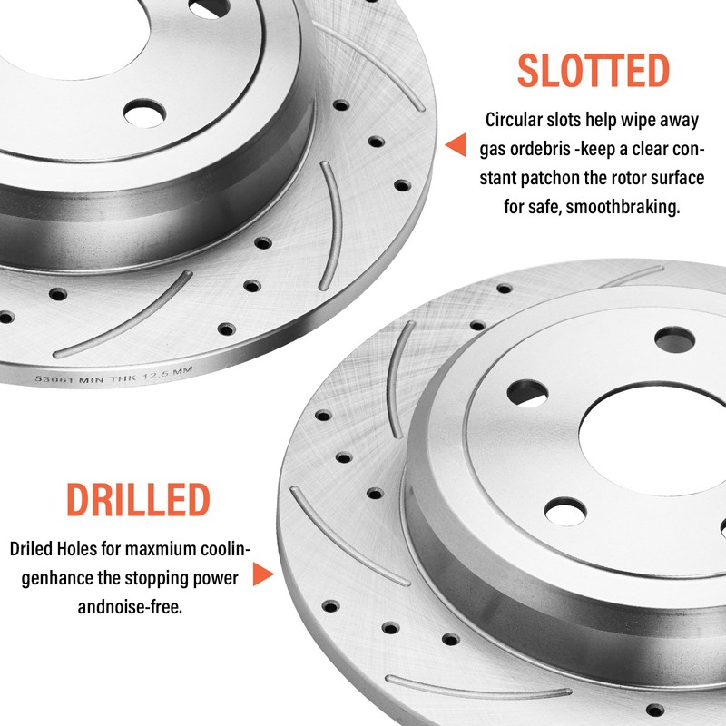 Rear Drilled Rotors Ceramic Brake Pads for 2018 Jeep Wrangler JK gallery