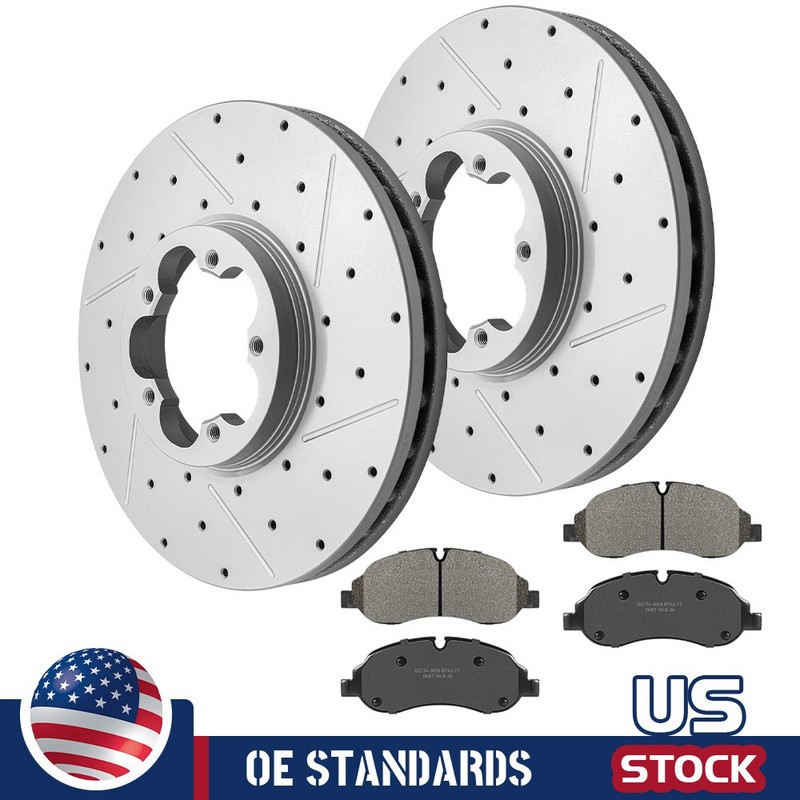 308mm For Ford Transit-150 Transit-250 Front Disc Rotors Ceramic Brake Pads