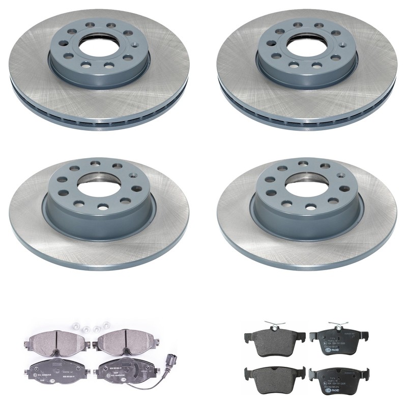 DuraGo Front Rear Rotor Hella Low-Met Brake Pad Kit for Audi A3 FWD 2015-2016