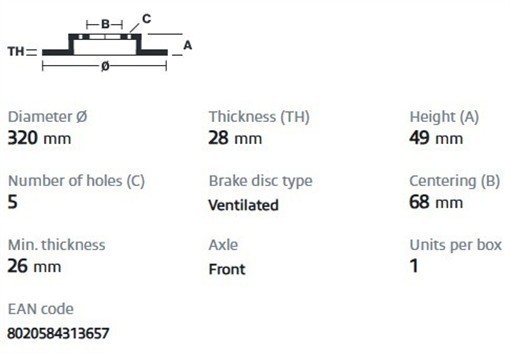 Brembo 09.E235.11 Prime UV Coated Vented Brake Rotors - Front Pair gallery