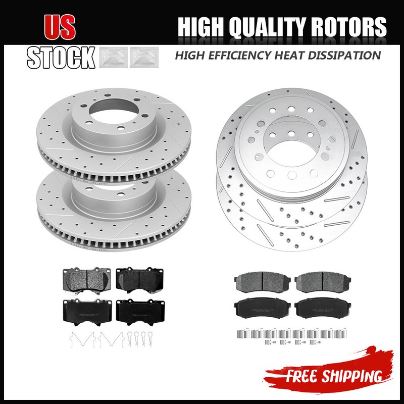 Front Rear Disc Rotors + Brake Pads for 2010 -2020 Lexus GX460 Toyota 4Runner