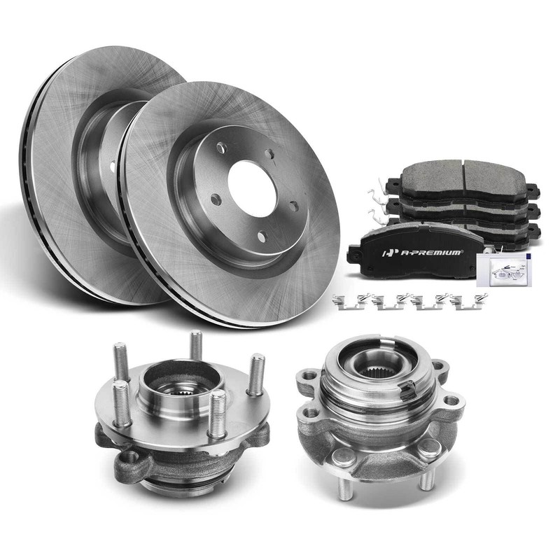 A-Premium Front Disc Brake Rotor & Pad + Hub Bearing for Nissan Altima 2014-2018 gallery