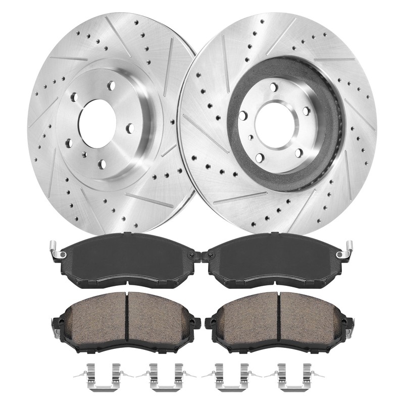 12.6" Front Drilled Rotors + Brake Pads for Nissan 350Z 370Z Infiniti G35 G37 gallery
