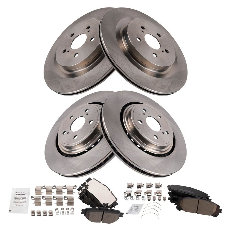 TRQ Front & Rear Brake Pad & Rotor Kit Ceramic Fits 2020-2021 Toyota Highlander gallery