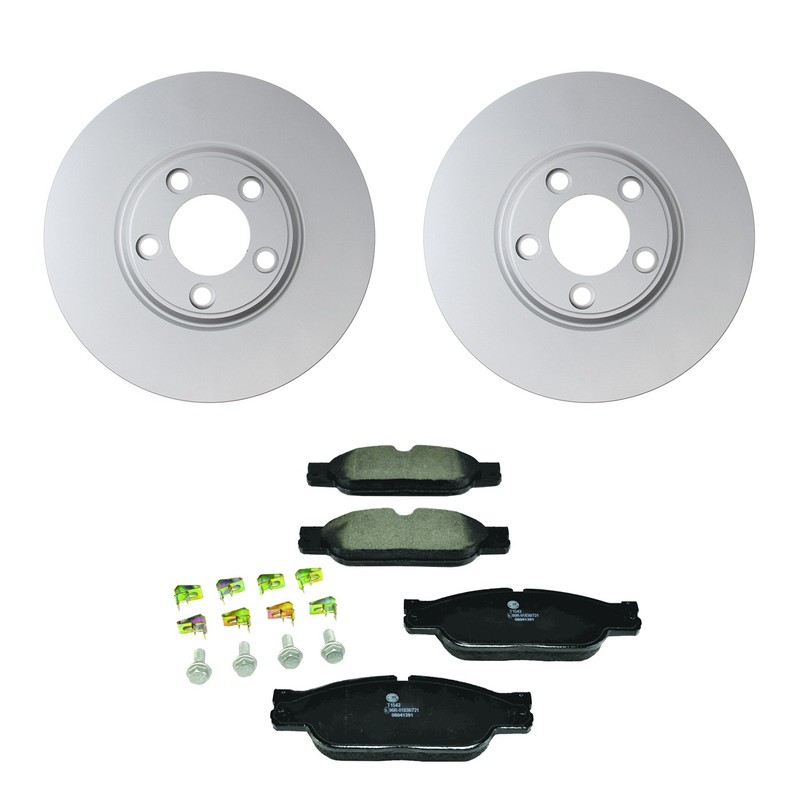 Hella Front 300mm Rotors Low-Met Disc Brake Pad Kit For Jaguar S-Type 2003-2005
