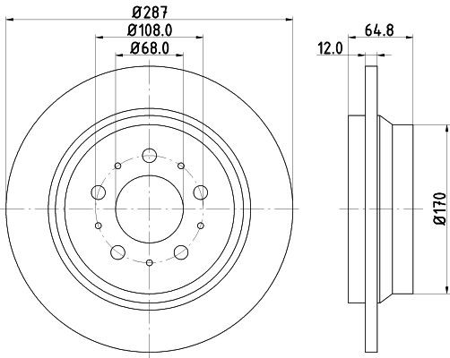 2x Rear Brake Disc Fits Volvo Mintex MDC1434C Outer Ø 287mm Solid gallery