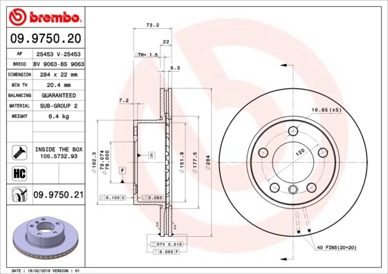 Brake Discs Front Brembo Fits BMW 1 Series 2 1.5 1.6 D 2.0 34116792215 gallery