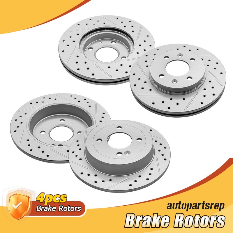 Front & Rear Disc Brake Rotors for 2012-2016 2017 Hyundai Accent Kia Rio EX LX
