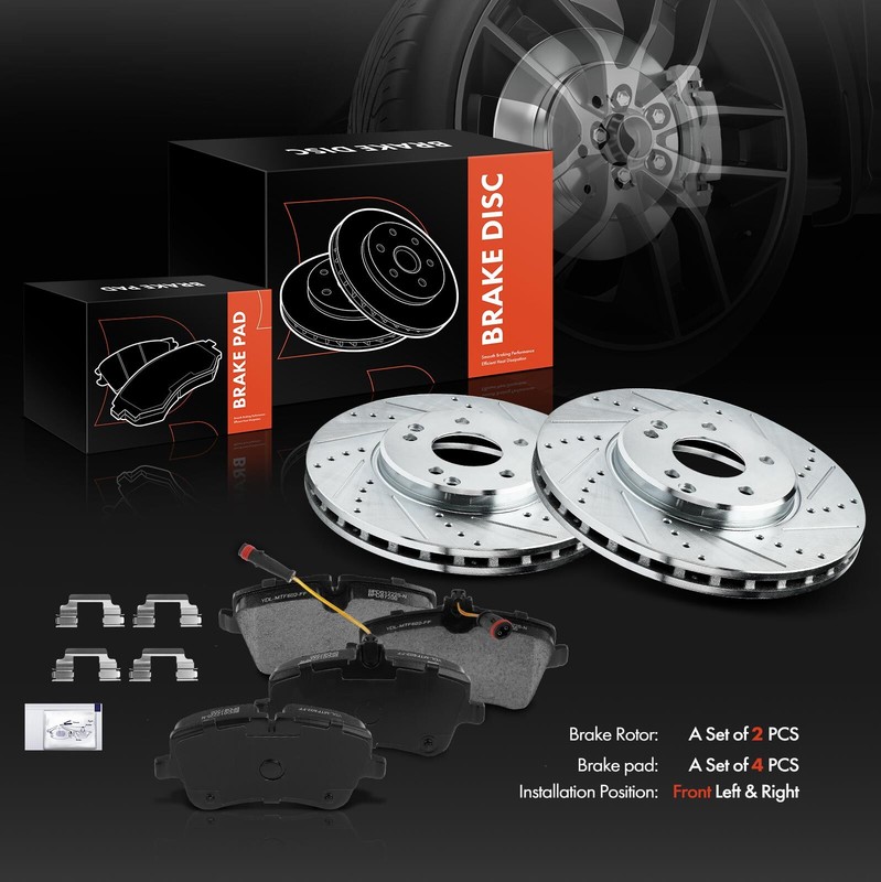 Front Drilled Brake Rotors & Ceramic Brake Pad for Benz W203 C209 R171 C320 C350 gallery