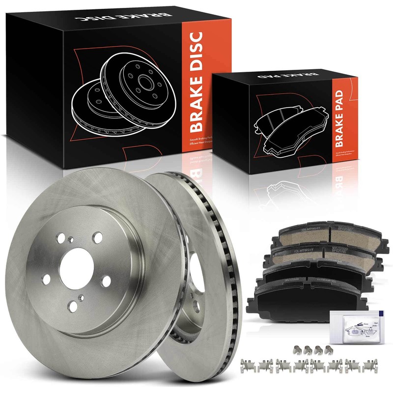 Front Disc Rotors & Ceramic Brake Pads for Toyota 2019-2022 Corolla Prius Prime