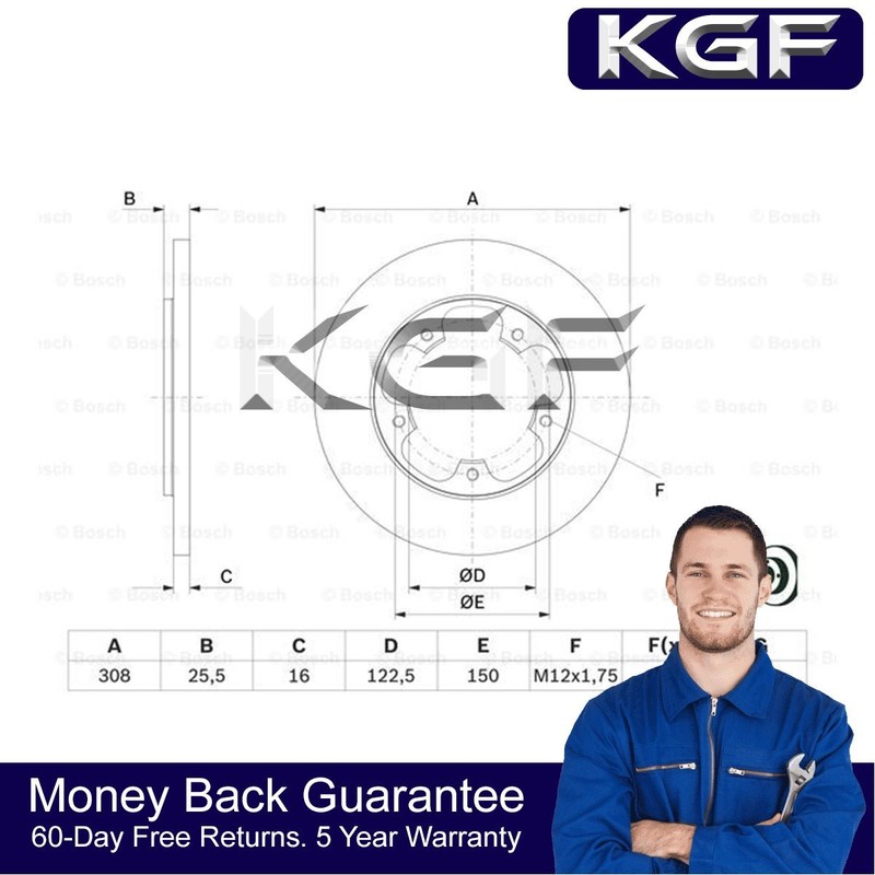 KGF Rear Brake Discs Fits Ford Transit 2014-2024 1815599 BK312A315AB