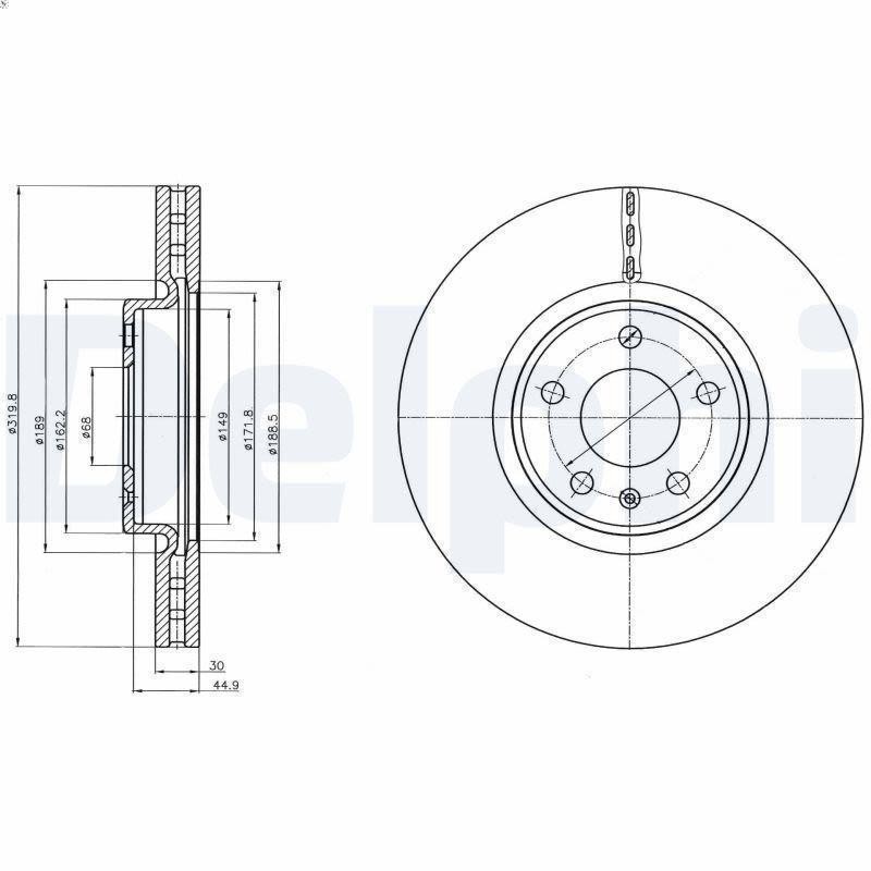 2X Brake Disc DELPHI BG4346C AUDI A5 (8T3) 2 2008-2013