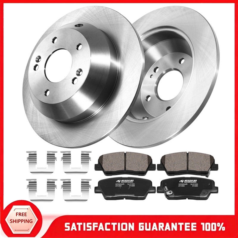 For 2010 – 2014 Hyundai Santa FE Kia Sorento Rear Disc Rotors Ceramic Brake Pads