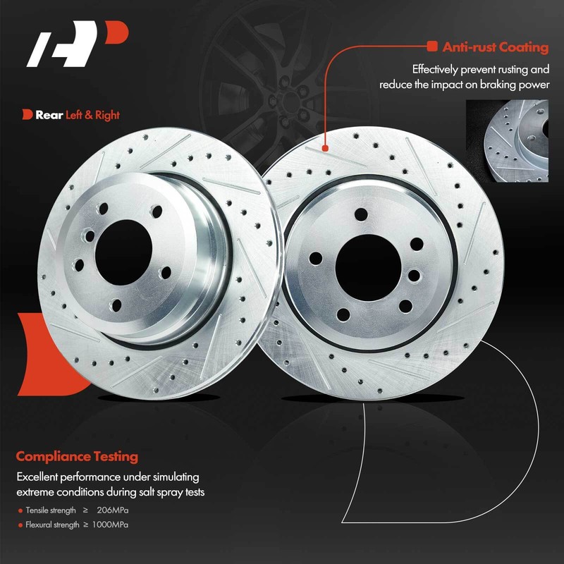 A-Premium 6x Drilled Brake Rotor+Ceramic Brake Pad Rear for BMW 525xi 528i 530xi gallery