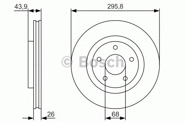 Bosch Brake Disc Front Diameter 296mm 68mm Vented 26mm 0986479R89