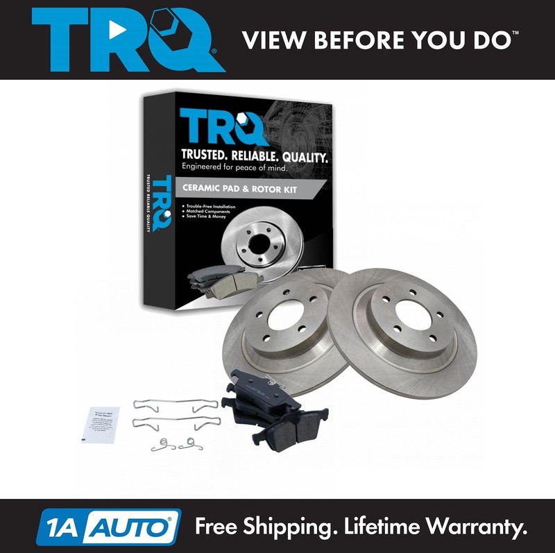 TRQ Rear Brake Pad & Rotor Kit Brake Rotor For 2006-2015 Mazda 5