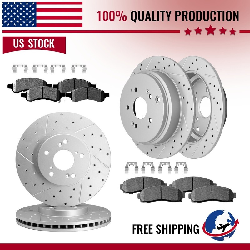 Front Rear Brake Rotors Ceramic Pads Kit For Chevy Traverse 2009 2010 2011-2017