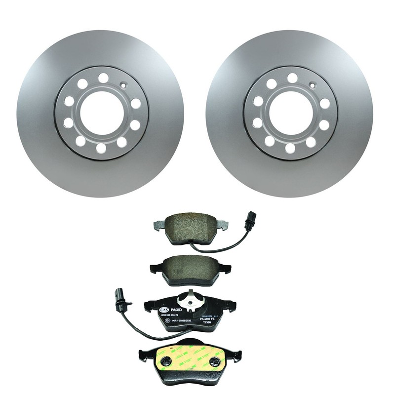 Hella Front Rotors Low-Met Disc Brake Pad Kit For A4 Quattro A6 Passat