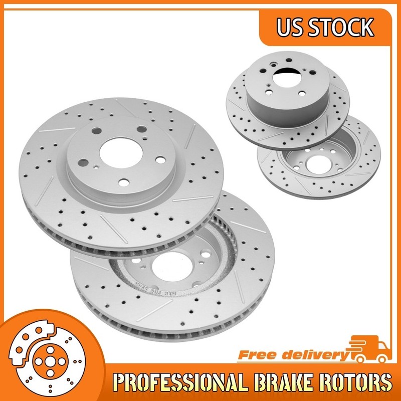 Front & Rear Drilled Brake Rotors For Lexus Es350 Toyota Avalon Camry 2007-2012