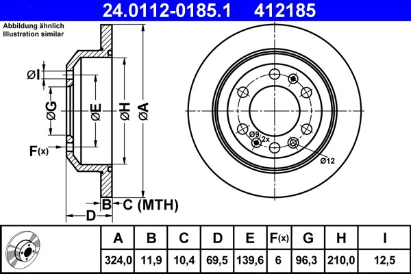 ATE 24.0112-0185.1 Brake Disc for Kia gallery