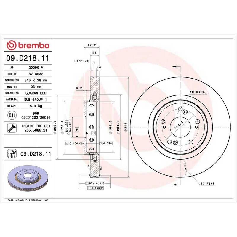Brembo Prime UV Coated Vented Brake Disc – 09.D218.11 For Honda – OE Quality