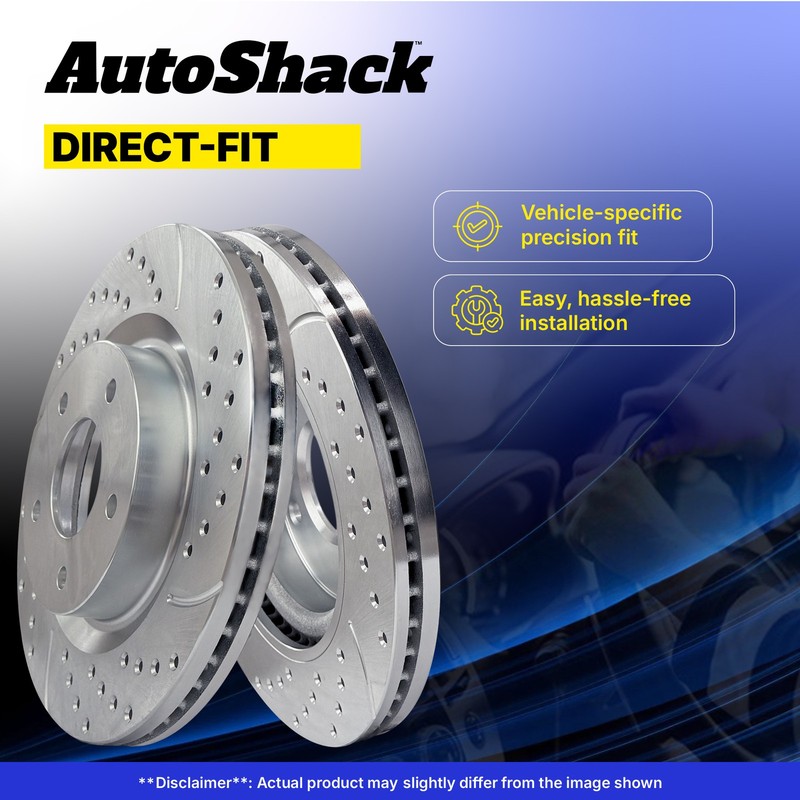 Rear Drilled Slotted Brake Rotors Silver Pair 2 for 2005-2014 Ford Mustang 3.7L gallery
