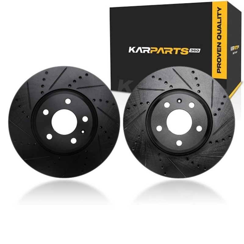 For Audi A5 2008-2016 Rotor Set | Drilled And Slotted | Black