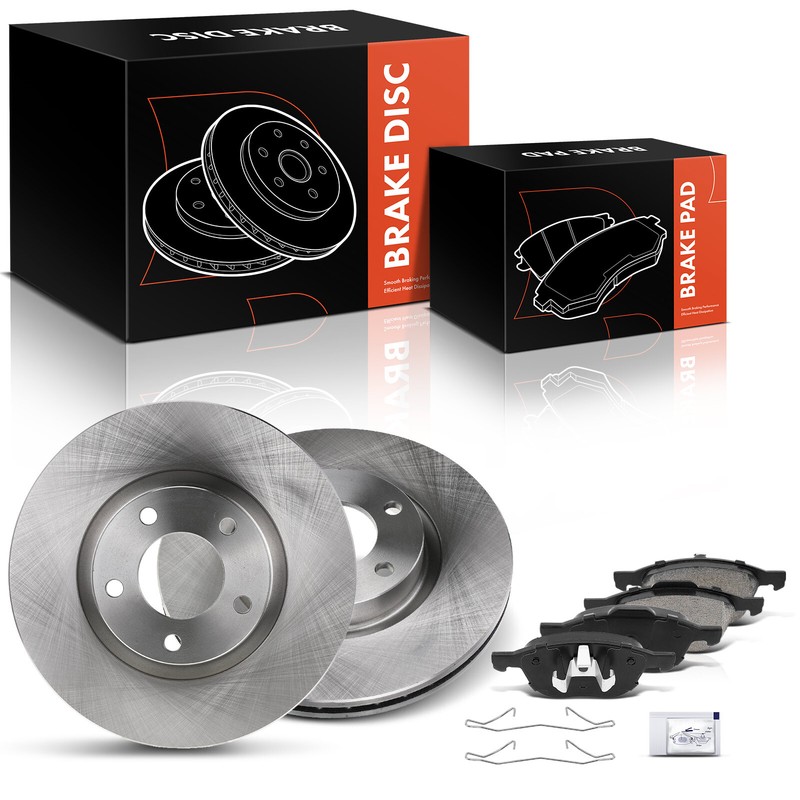 Front Disc Brake Rotors & Ceramic Brake Pads for Mazda 3 04-13 5 06-12 2.3L 2.5L