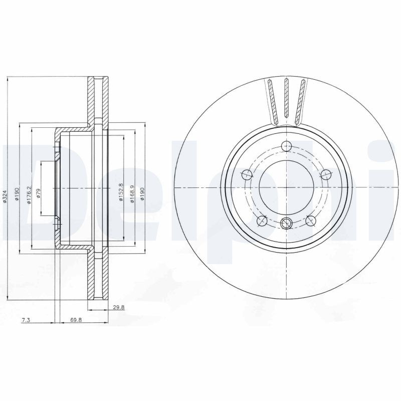 2X BG9871C DELPHI Brake Disc for BMW, BMW (BRILLIANCE)