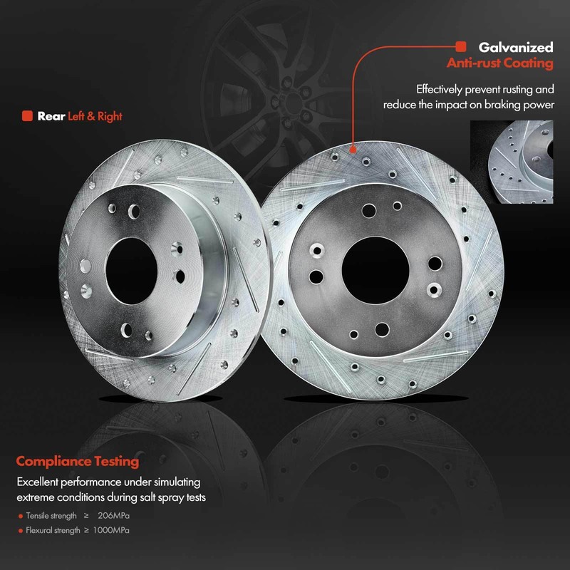 Rear Drilled Rotor & Brake Pads + Calipers for Honda Accord 98-02 L4 2.3L Coupe gallery