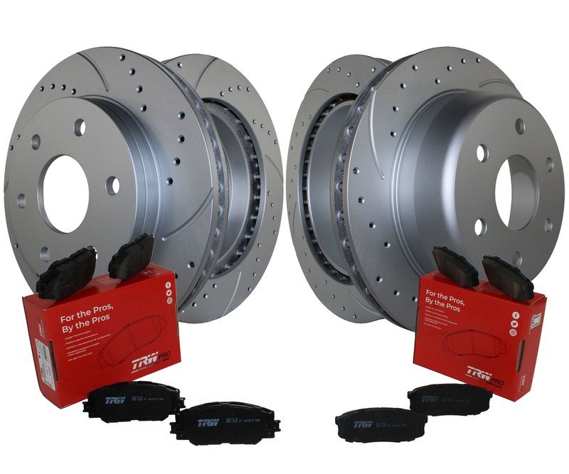 Front Rear Brake Kit Drill Rotors TRW Pro Ceramic Pads For Cadillac Chevy GMC V8