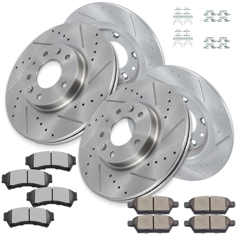 12X Front Rear Brake Ceramic Pads Drilled Rotors Fits Ford Fusion 2006 – 2012