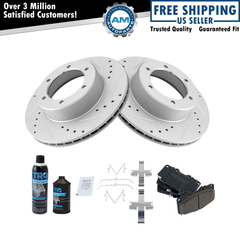 Front Ceramic Brake Pad & Performance Rotor Kit w/Fluids for Toyota Hilux