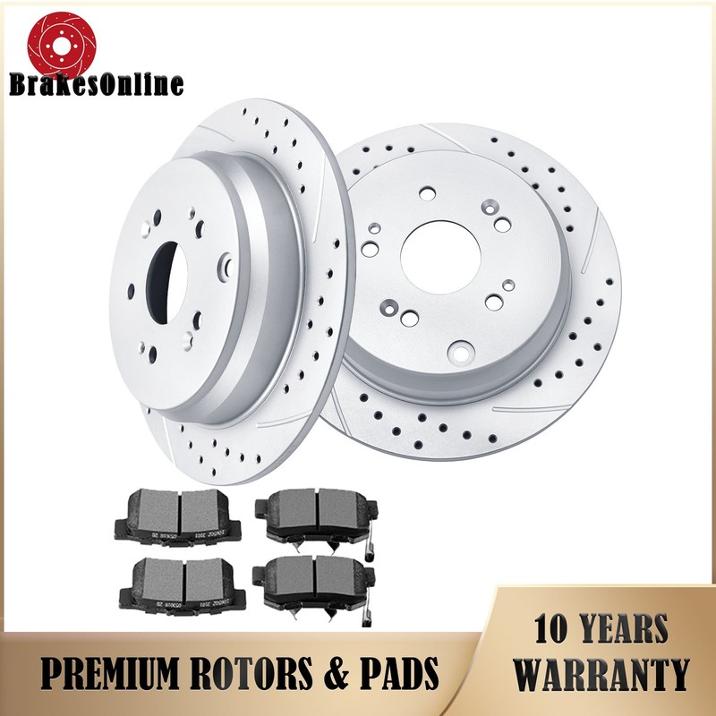 Fit for Acura RDX 2010-2012 RDX 2013-2018 Rear Brake Rotors Brake Pads Slotted
