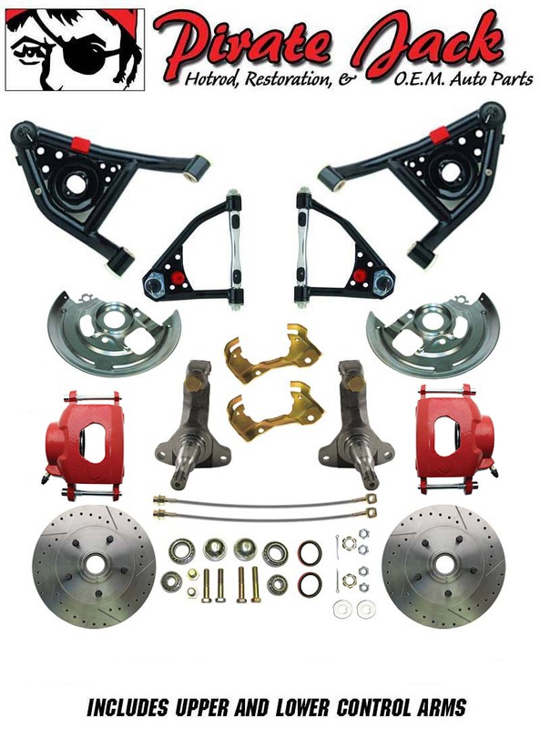1969-1974 NOVA Front Rear Disc Brake 8" Booster Control Arms Package Red Caliper gallery