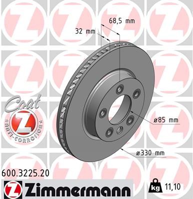Zimmermann 600.3225.20 Brake Disc for Porsche, VW