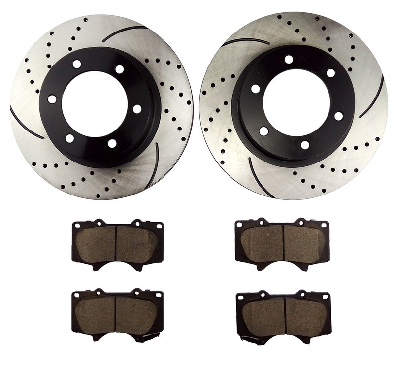 Fits 2005 – 2014 2015 2016 2017 Toyota Tacoma Front Drilled Brake Rotors and Pad