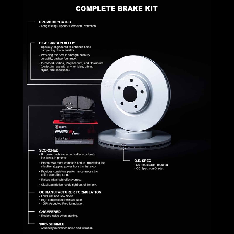 R1 Concepts Wduh2 80017 R1 Brake Rotors Carbon Coated W Optimum Oe Pads gallery