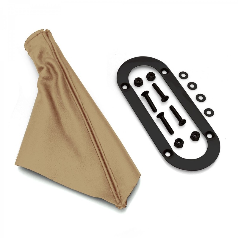 Tan Horizontal Shift or Emergency Brake Boot with Black Oval Beauty Trim Ring gallery